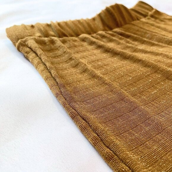 NWT EVERYDAY SUNDAY SHIMMERY GOLD SHEER STRIPED WIDE LEG COVER UP TROUSERS PANT - Picture 9 of 11